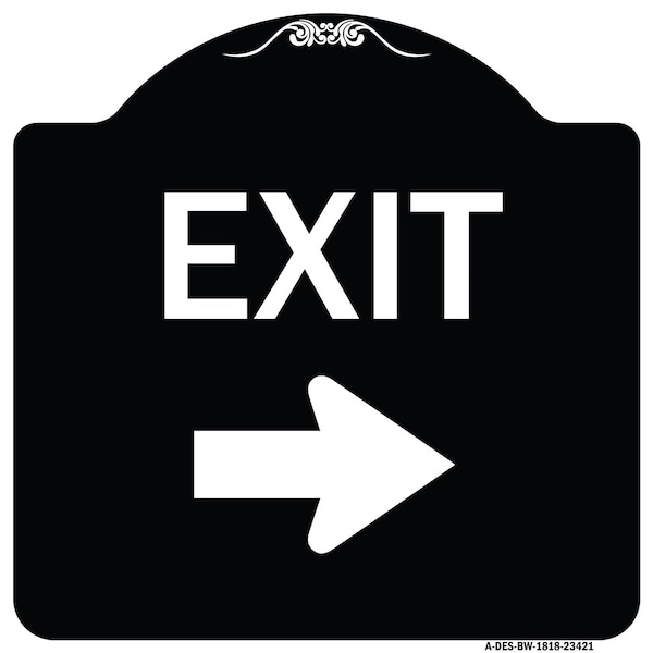 Parking Lot Exit Right Arrow Heavy-Gauge Aluminum Architectural Sign, 18" L, 18" H, BW-1818-23421